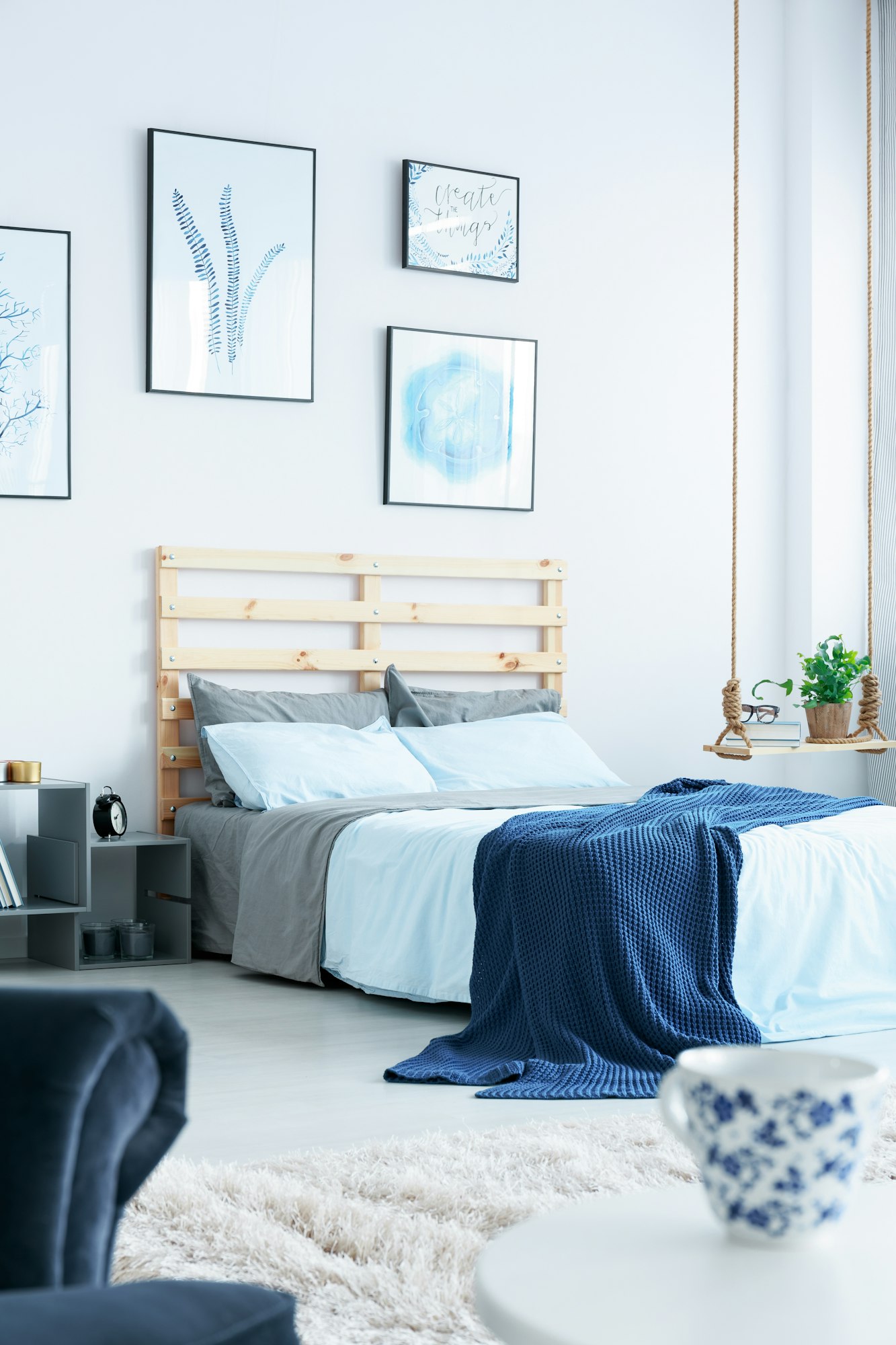 Navy blue bedroom